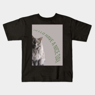 Gray cat with green eyes Kids T-Shirt